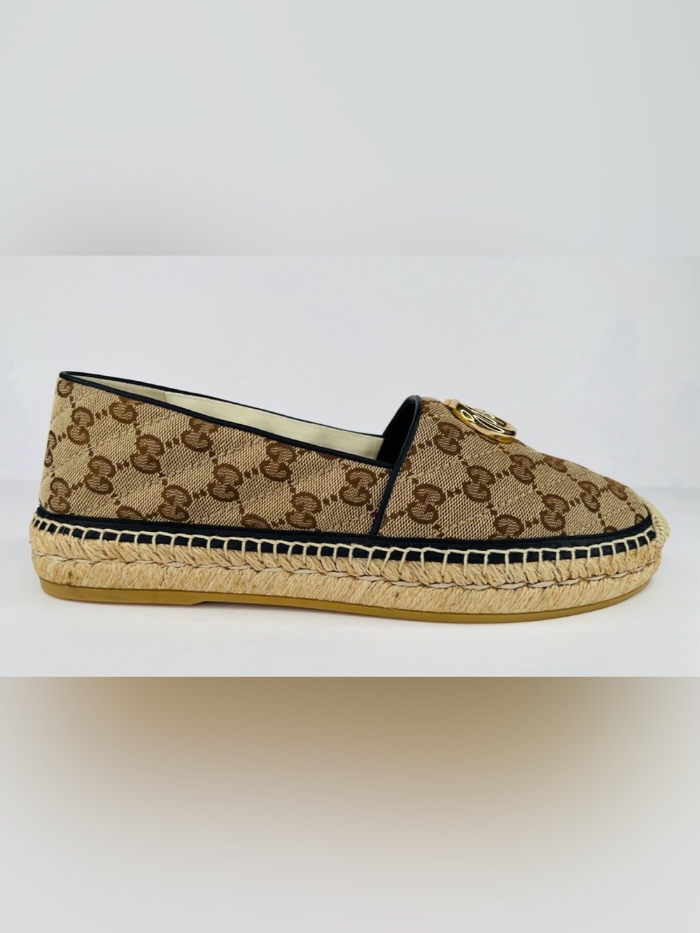 GUCCI Pilar GG Monogram Supreme Canvas Espadrille Logo Flat Loafers EU 40.5 - Picture 7 of 10